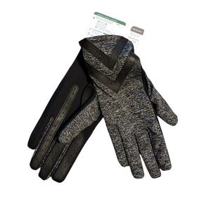 Isotoner Women’s Gloves Chevron Smart Touch Gray and Black Size L/XL New